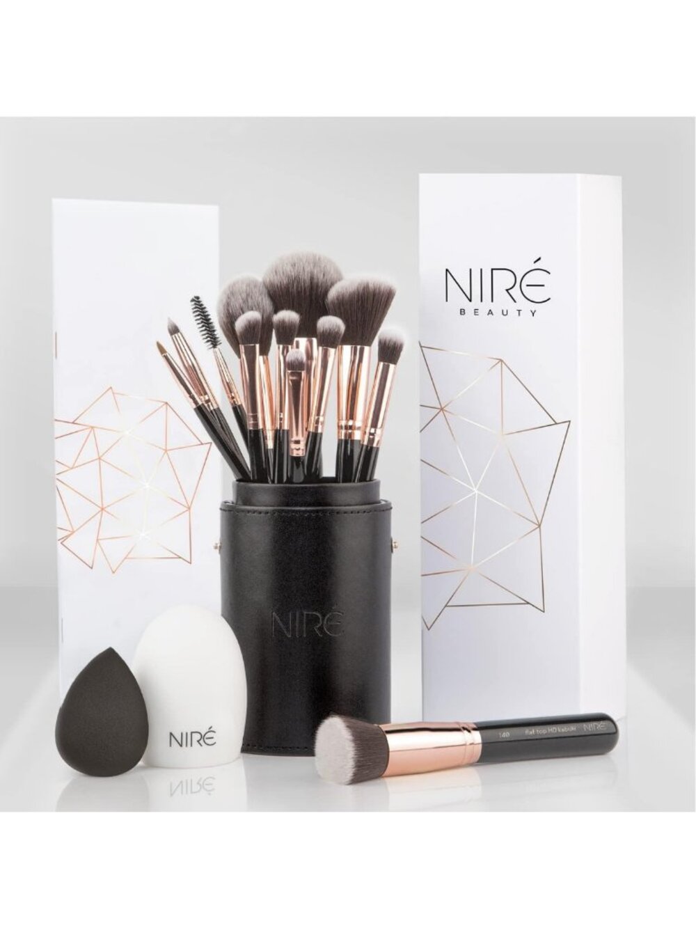 15-Piece Professional Makeup Brush Set - Black & Rose Gold, Perfect for Flawless